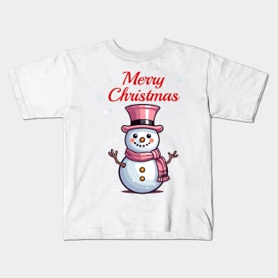 Cute pink snowman Kids T-Shirt